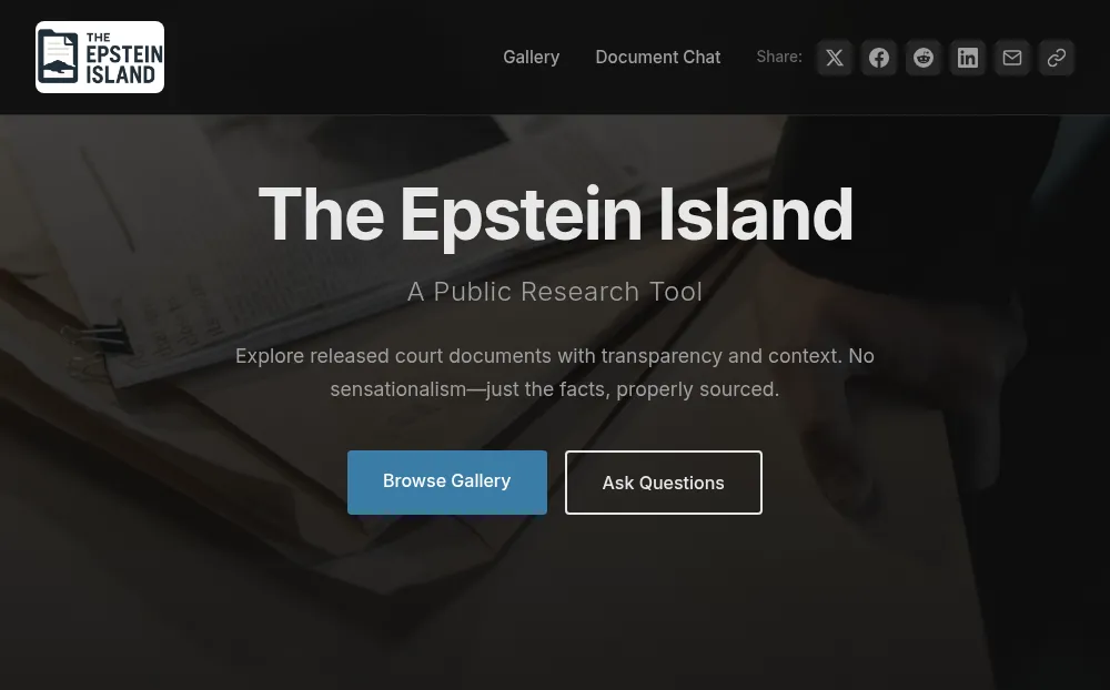 The Epstein Island website